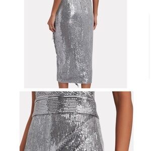 SAYLOR Shimmering Silver Midi Skirt